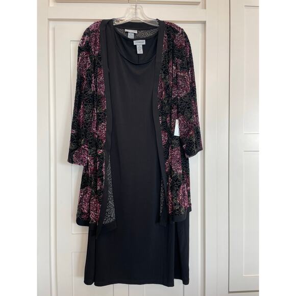 Catherines Dresses & Skirts - Catherine's Blk shift dress with floral jacket 2X 22/24W separates NWT